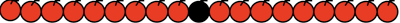 19 red apples in a line with the 10th apple coloured black